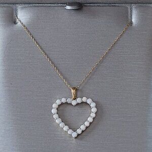 10K Gold Opal Heart Necklace